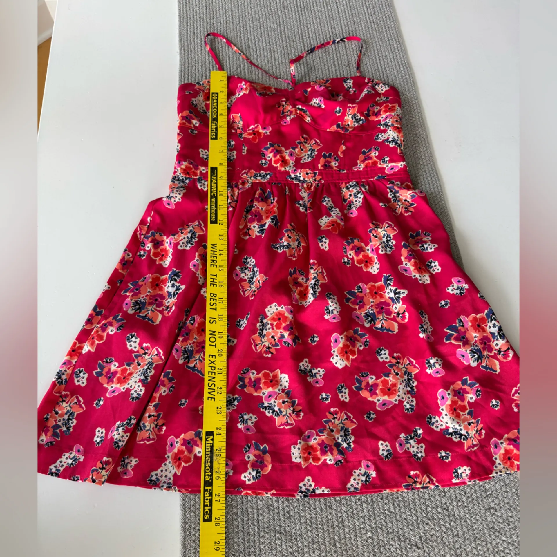 American Eagle Outfitters Red Floral Cross Tie Back Mini Dress w Pockets Sz 8 - Image 9