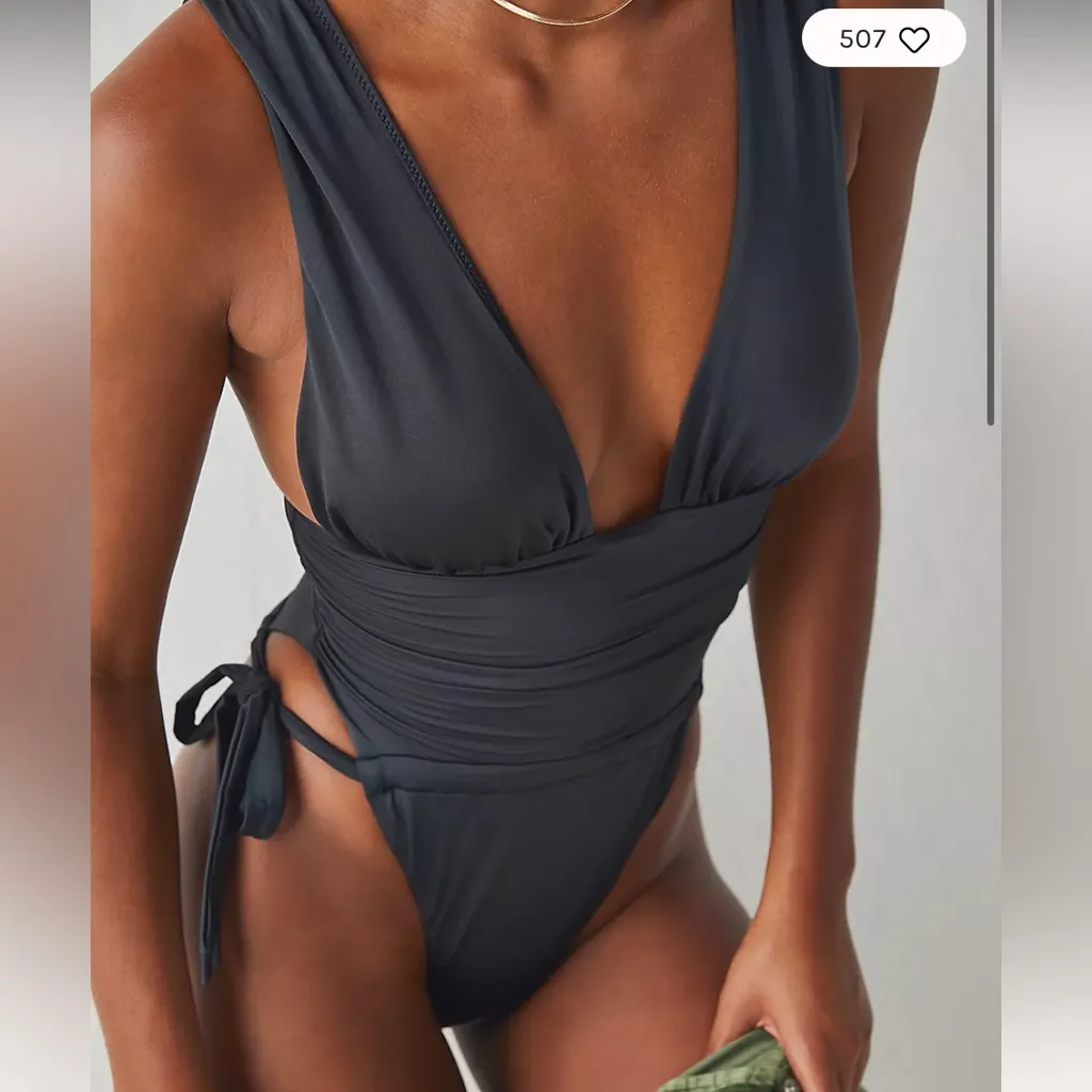 Free People We Are Hah Cut To The Chase Bodysuit Swimsuit Black size Medium - Image 2