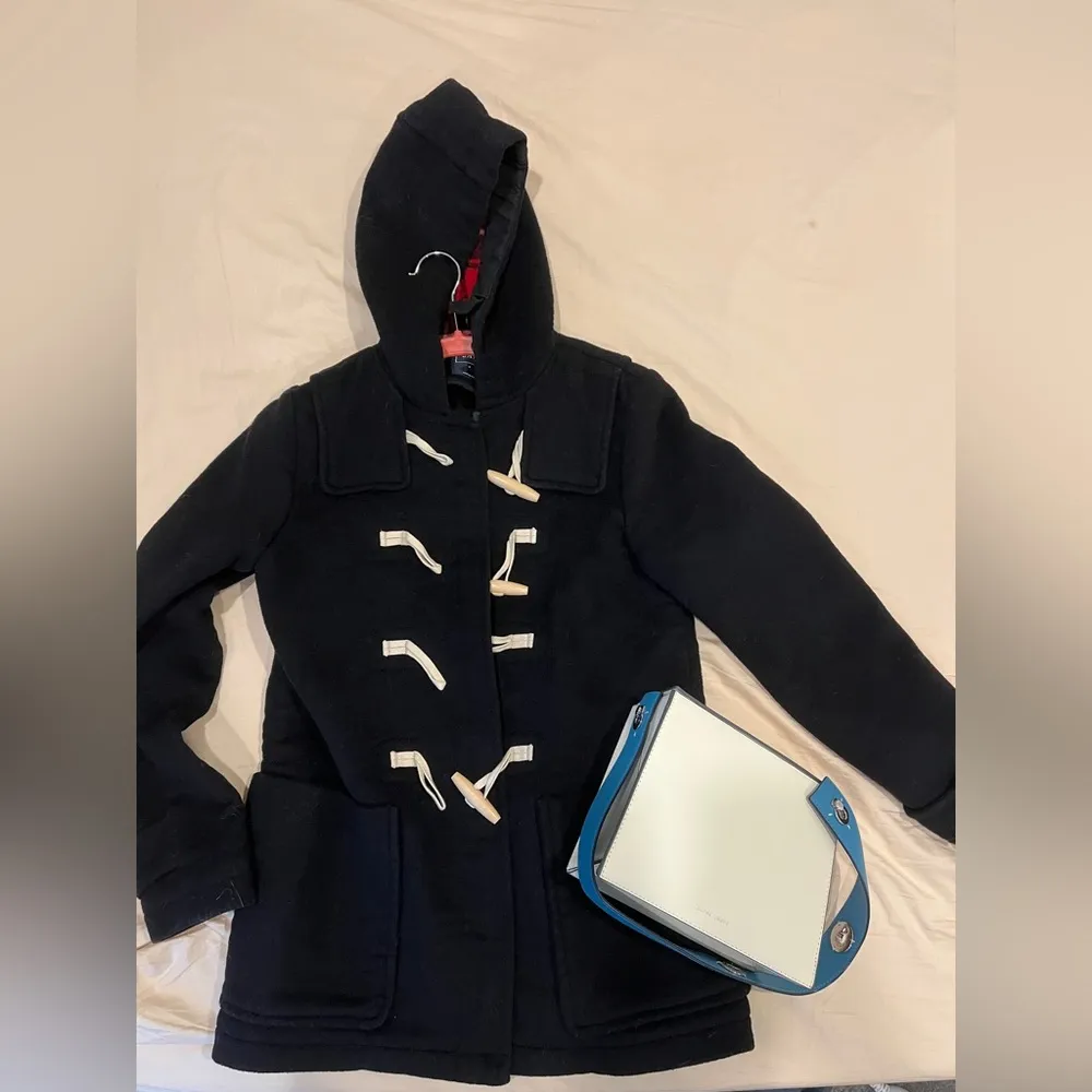 GAP Coat Womens S Black Toggle Front Wool Blend Classic Pea Fishermen Jacket - Image 2