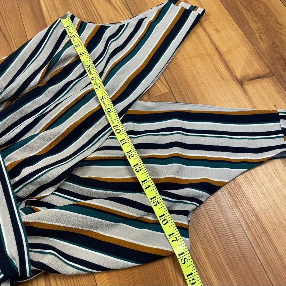 Maurices Women’s Variegated Striped Sleeveless V Neck Belted Jumpsuit Medium - Image 4