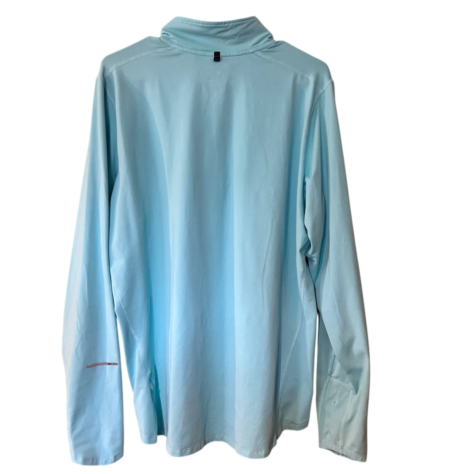 NIKE RUNNING TOP 1/2 Zip Collar Teal SZ LG Long Sleeve Finger Holes Athletic - Image 7