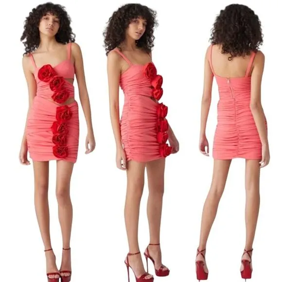 Atoir Deja Vu Three Tier Cropped Top with Contrast Floral Applique Pink Womens 4 - Image 2