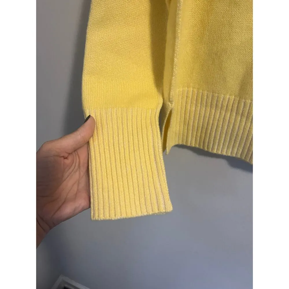 Pura Cashmere Drawstring Funnel Neck Sweater in Mango Combo Women's sz. S Yellow - Image 5