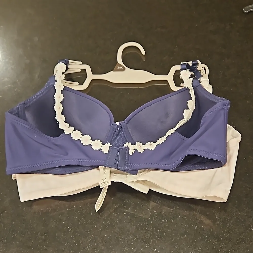 💕LAURA ASHLEY💕 Comfort Push Up Bras (2 Pack) Pink Checkers & Navy Blue 36C NWT - Image 4