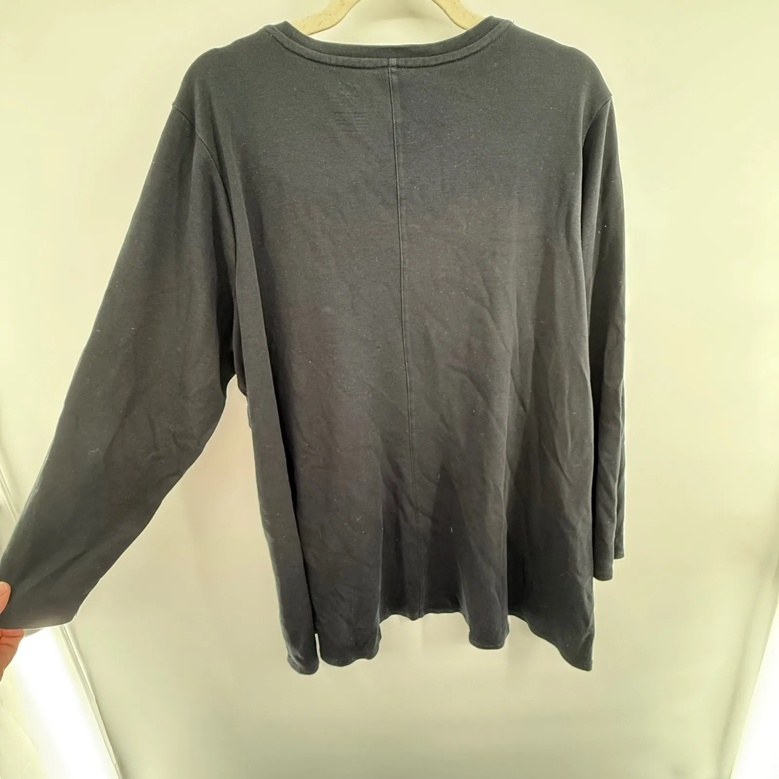 Isaac Mizrahi Live 2X Black Pima Cotton Essential V-Neck Long Sleeve Soft Knit - Image 6
