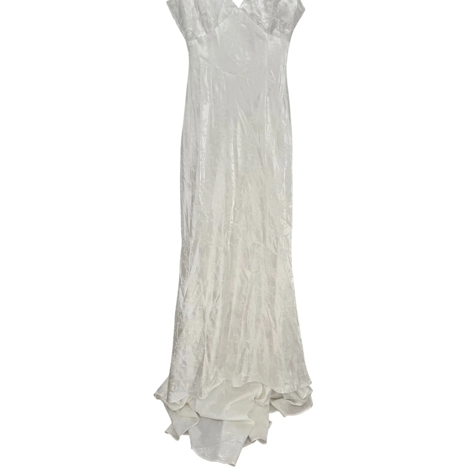 Lulus Loveliest Dream White Satin Jacquard Backless Mermaid Maxi Dress Size L Size L - Image 7
