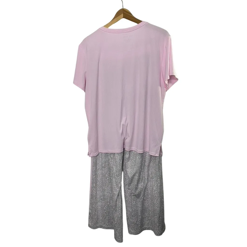 RAE DUNN Pink & Gray SNOOZE Lightweight Fun 2 Piece Pajama Set Women's XL NEW - Image 5
