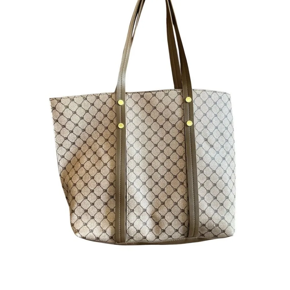 Steve Madden Women's Brown Geometric Tote Bag‎ Casual Handbag - Image 2