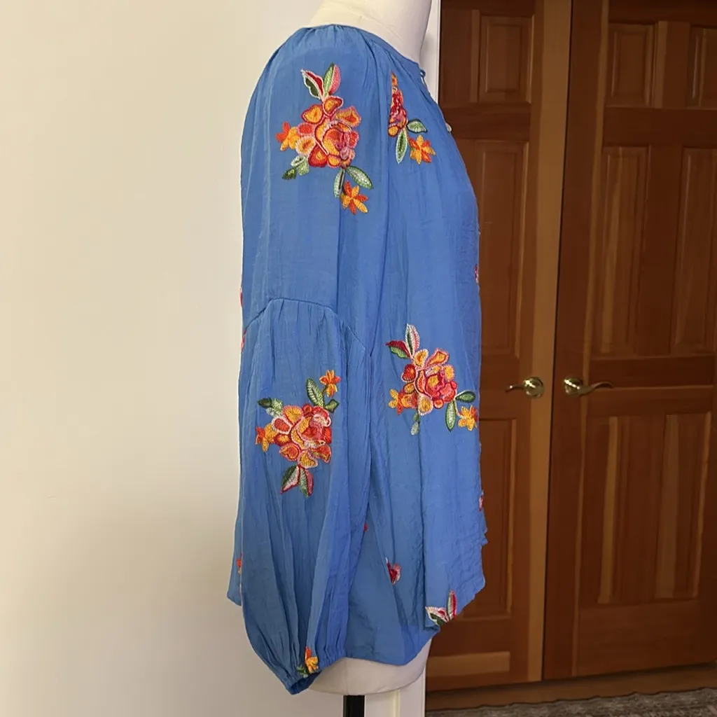Fig and Flower Embroidered Long Sleeve Blouse - Image 5