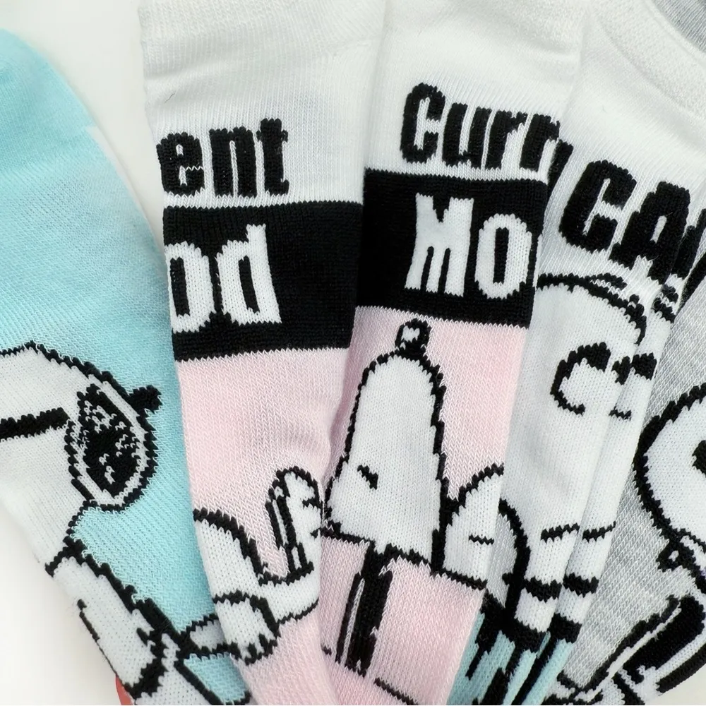 Snoopy Peanuts Womens No Show Socks Woodstock Funny Phrases Pastel Fun Gift White - Image 4