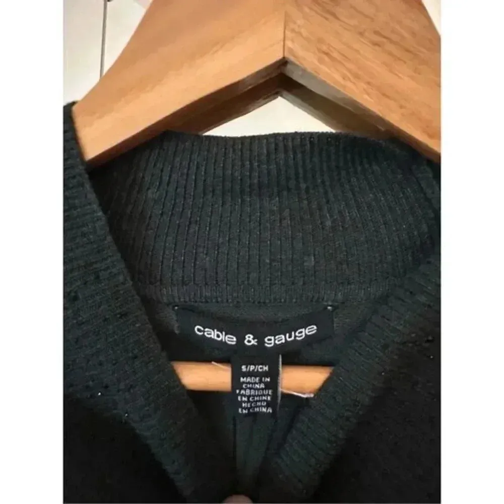 Cable & Gauge Metallic Gray Mock Neck Sweater Small - Image 3