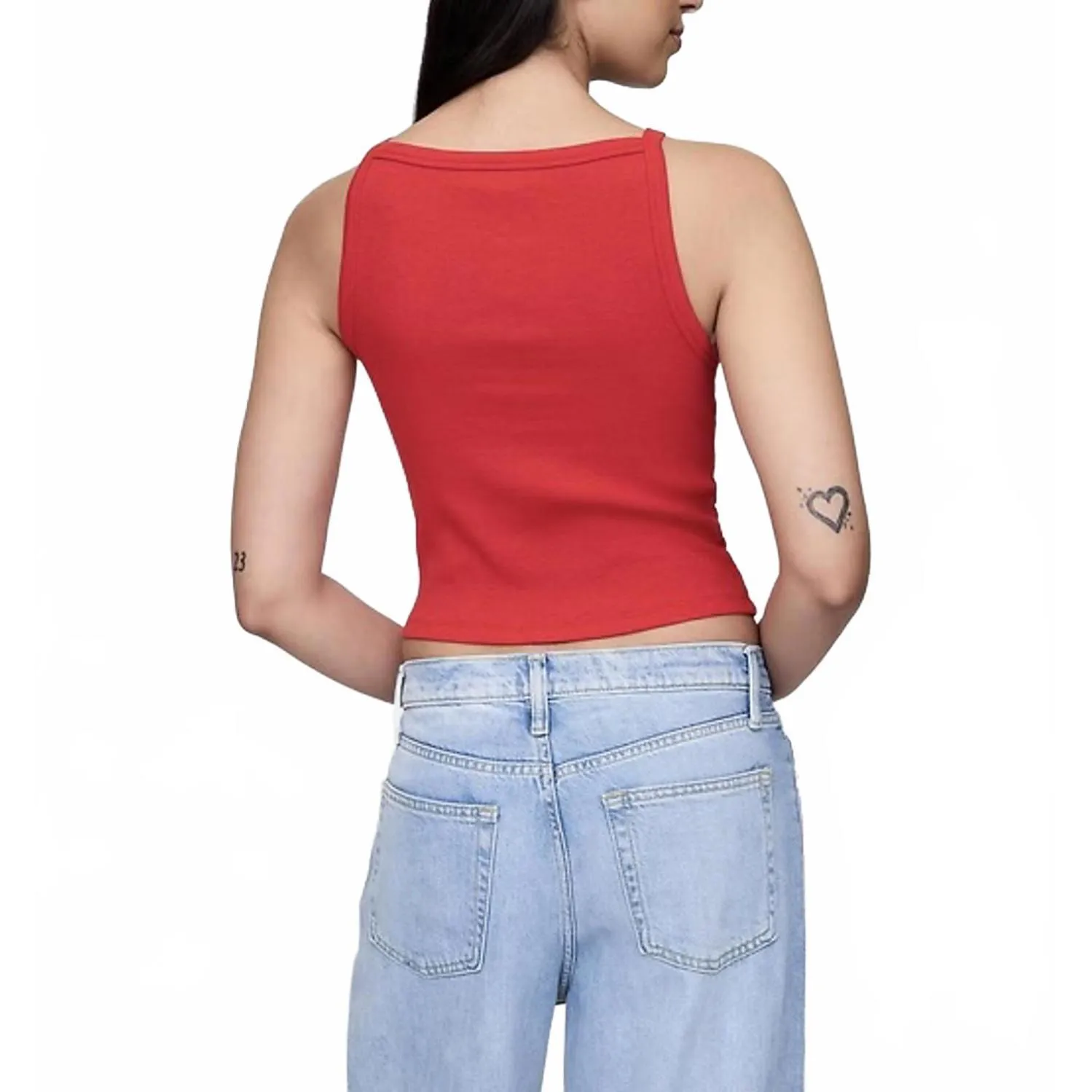 Gap Modern Apron-Neck Crop Tank Top Tomato Sauce Red NWT XL - Image 2