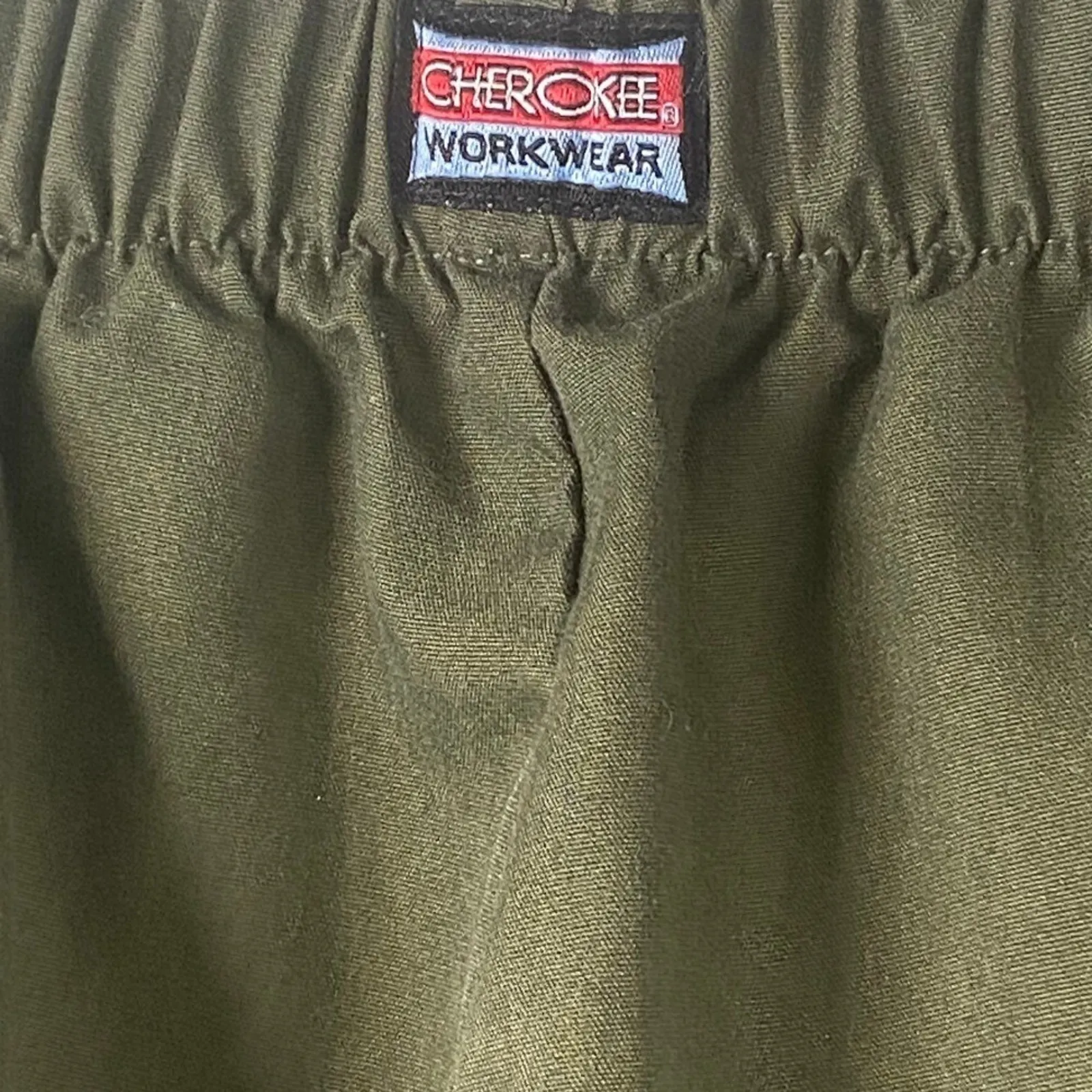 Cherokee Workwear Olive Green Flare Leg Drawstring Scrub Pants Size XS 31x30 - Image 3