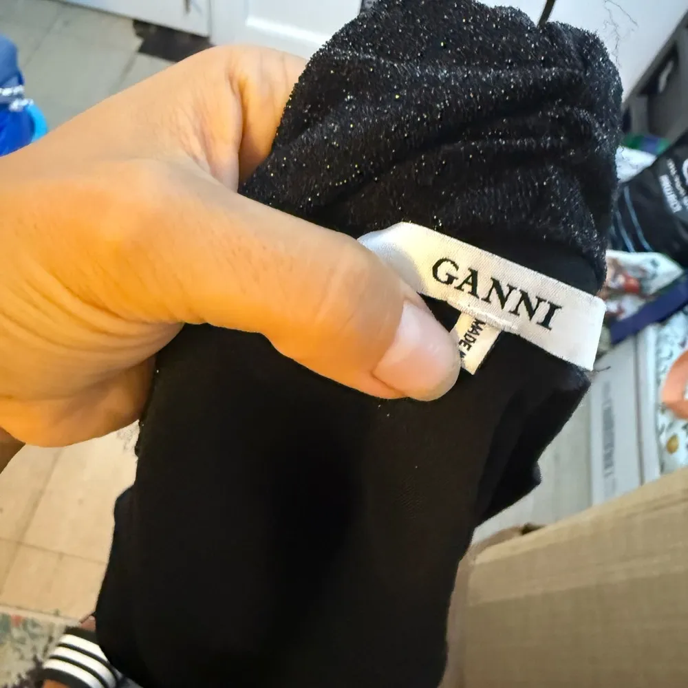 Ganni Black Metallic Baxter Wrap Top - Image 4