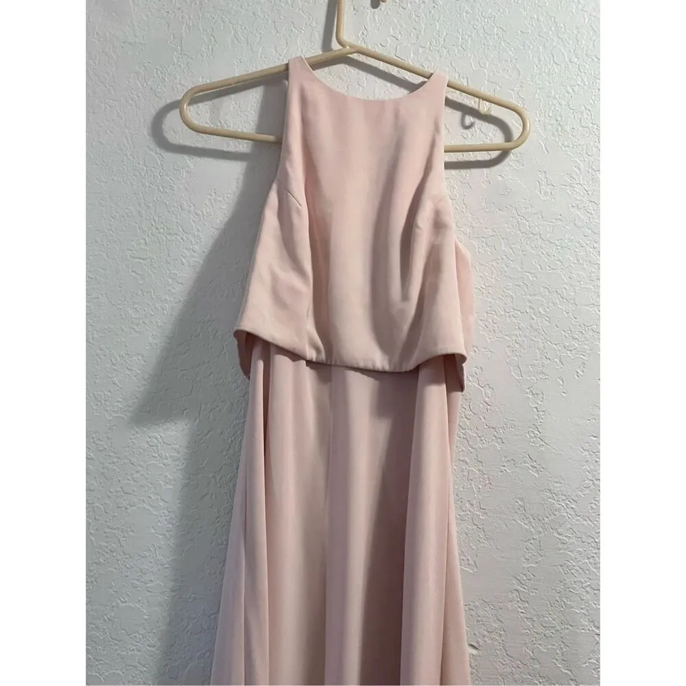 Jill Stuart BHLDN Iva Crepe Blush Pink  Gown Maxi Dress Women Size 4 - Image 5