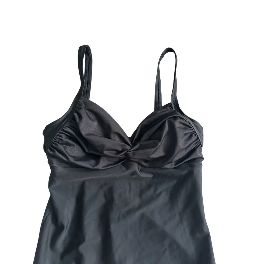 TROPICAL ESCAPE Black Sweetheart Ruched One Piece Bathing Suit Swimsuit Size 14 - Image 2