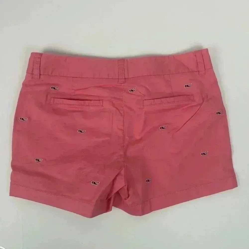 Vineyard Vines Dayboat Shorts Chino Whales Preppy Summer Pink women’s 4-NWOT - Image 5
