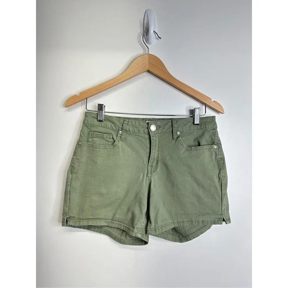Crown & Ivy Shorts Womens Olive Green Denim Size 4 - Image 2