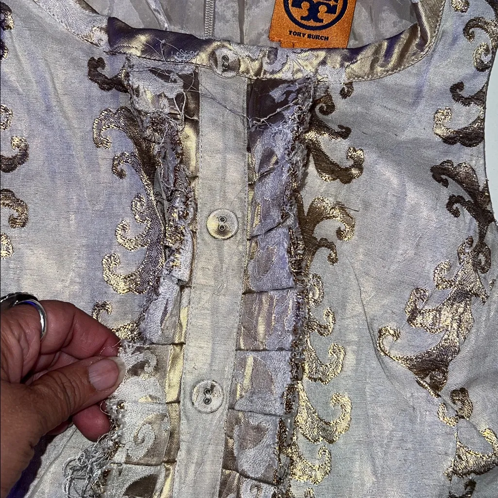 Tory Burch Maggie gold foil jacquard classic dress midi. Size 2 - Image 8