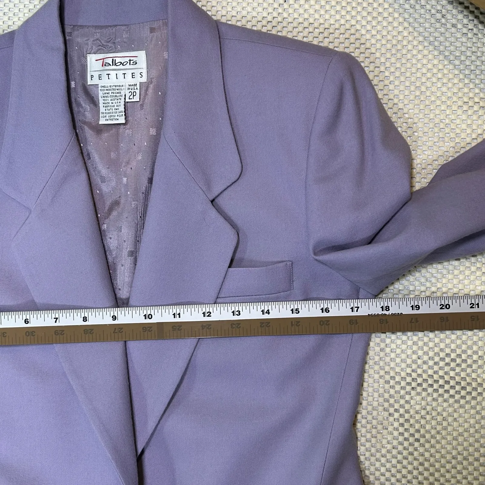 EUC Vintage Talbots Wool Blazer Single Button‎ Lavender Womens Jacket 2 Petite - Image 7