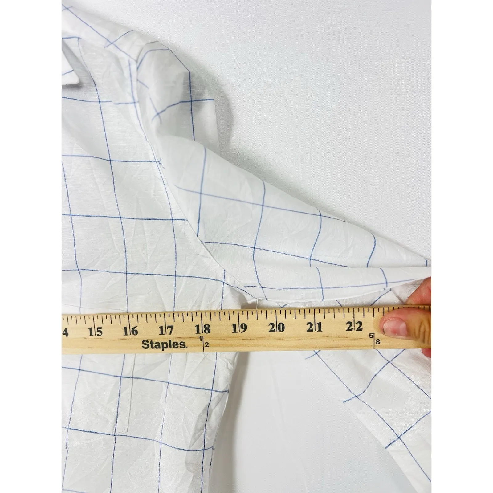 NWT Frank & Eileen Barry White Blue Windowpane S Cotton Button Down Shirt - Image 6