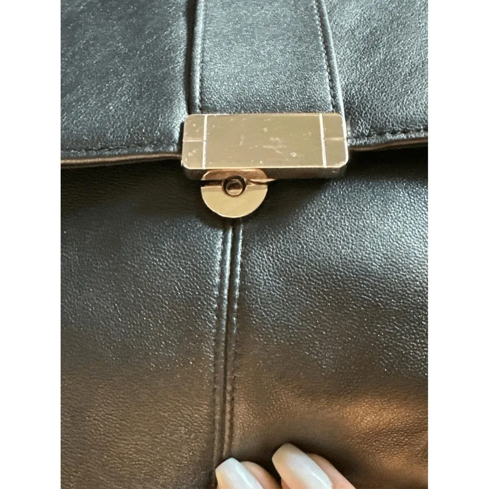 Jaclyn Smith Black Leather Crossbody Shoulder Bag Flap Buckle Closure - Image 10