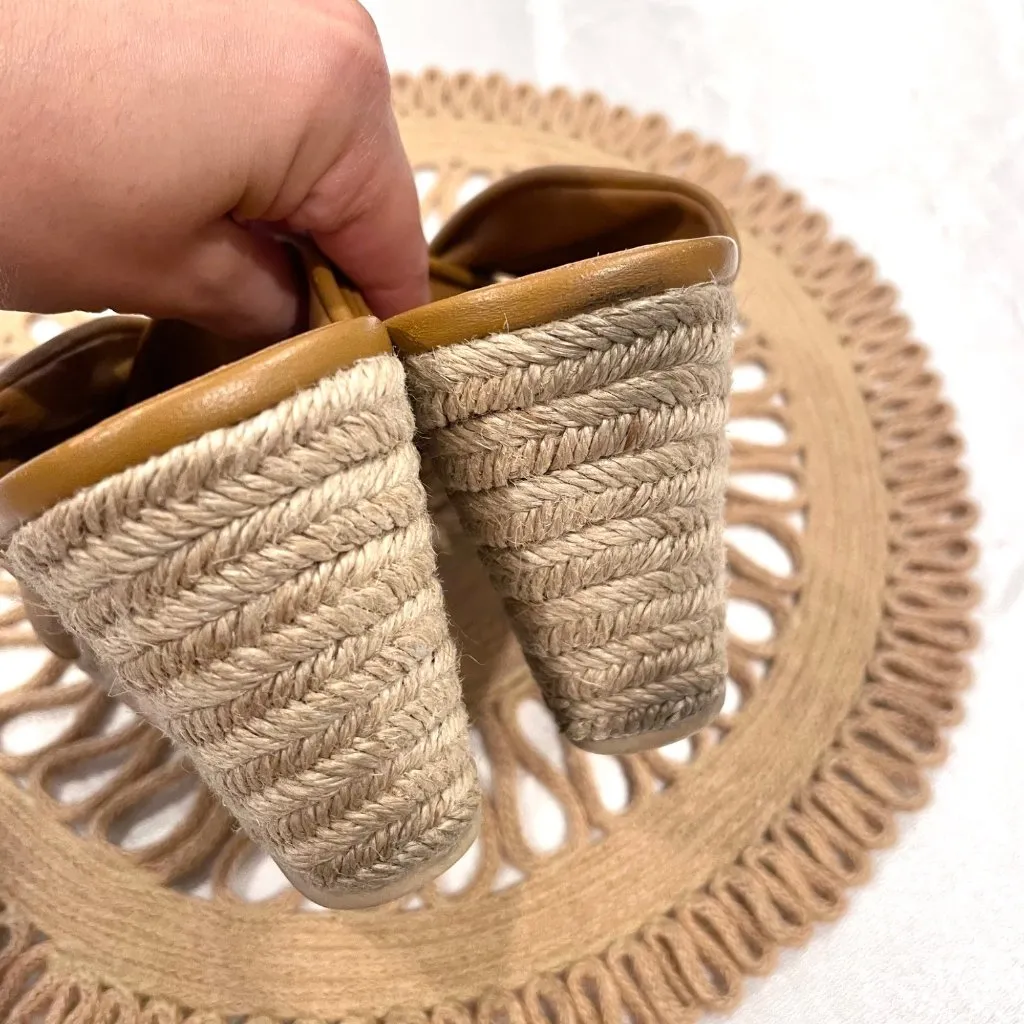 Vince Sylvia Knotted Espadrille Wedge Sandals Camel Leather Size US 9 - Image 8