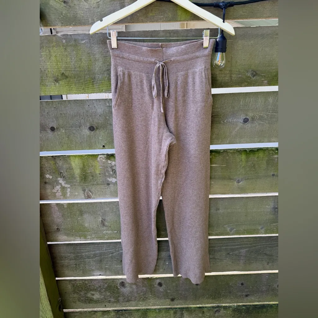 Uniqlo Knit Ribbed Brown Comfy Cozy Pants Lounge Wear Normcore Neutral - Image 3