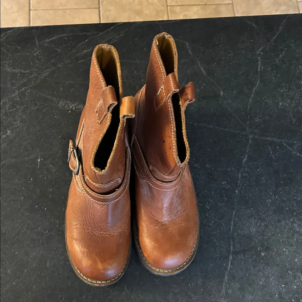 American Eagle Y2K 2000s Leather Chunky Heel Campus Moto Tall Boots 10 - Image 3