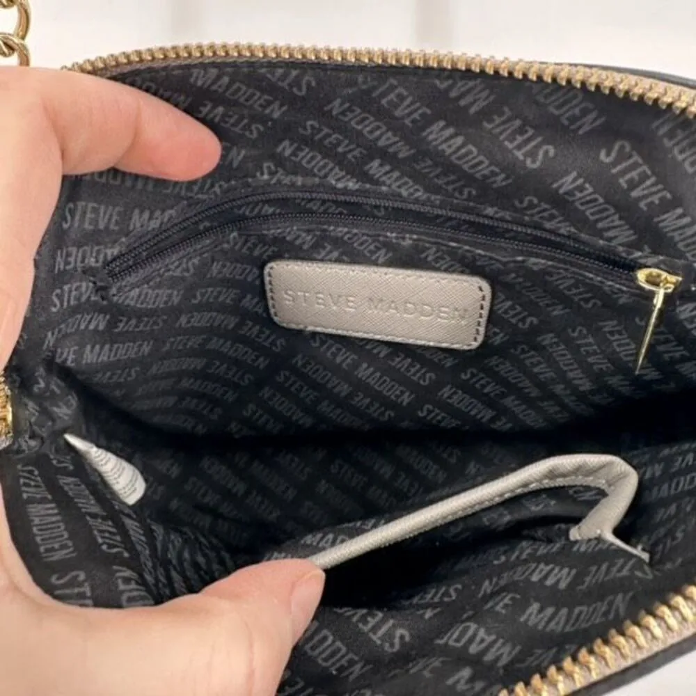 STEVE MADDEN Crossbody dome‎ bag light gray silver Y2K Faux Leather streetwear - Image 10