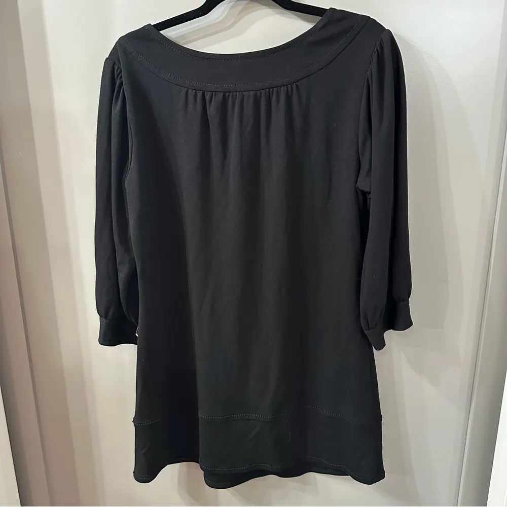 Petite Knee Length Long Sleeve Black Dress Size Large Petitie - Image 3