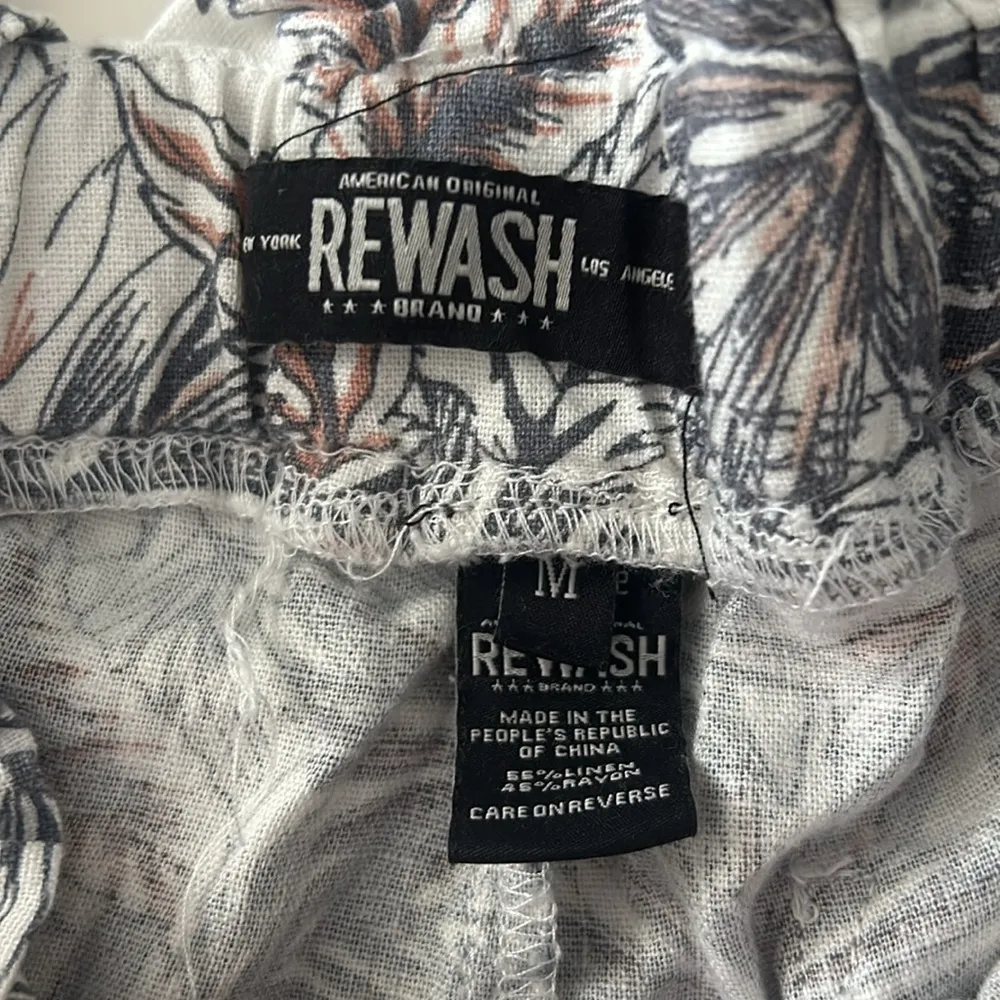 Tropical floral elastic waist w/ belt straight leg boho pants - Image 5