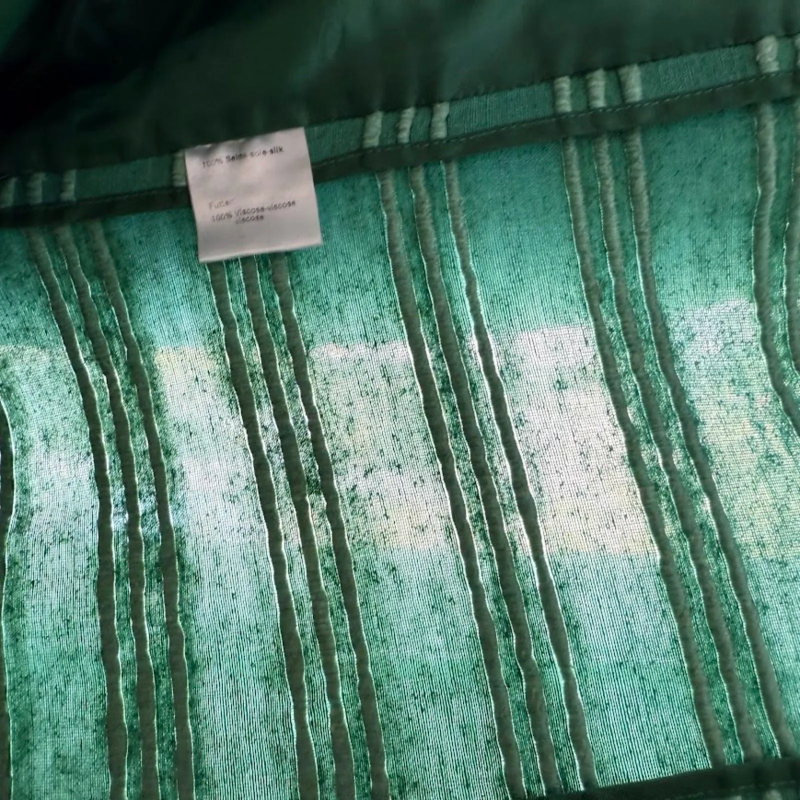 Akris Punto 100% Silk Tailored Cropped Jacket in Striped Green size 10 M - Image 11