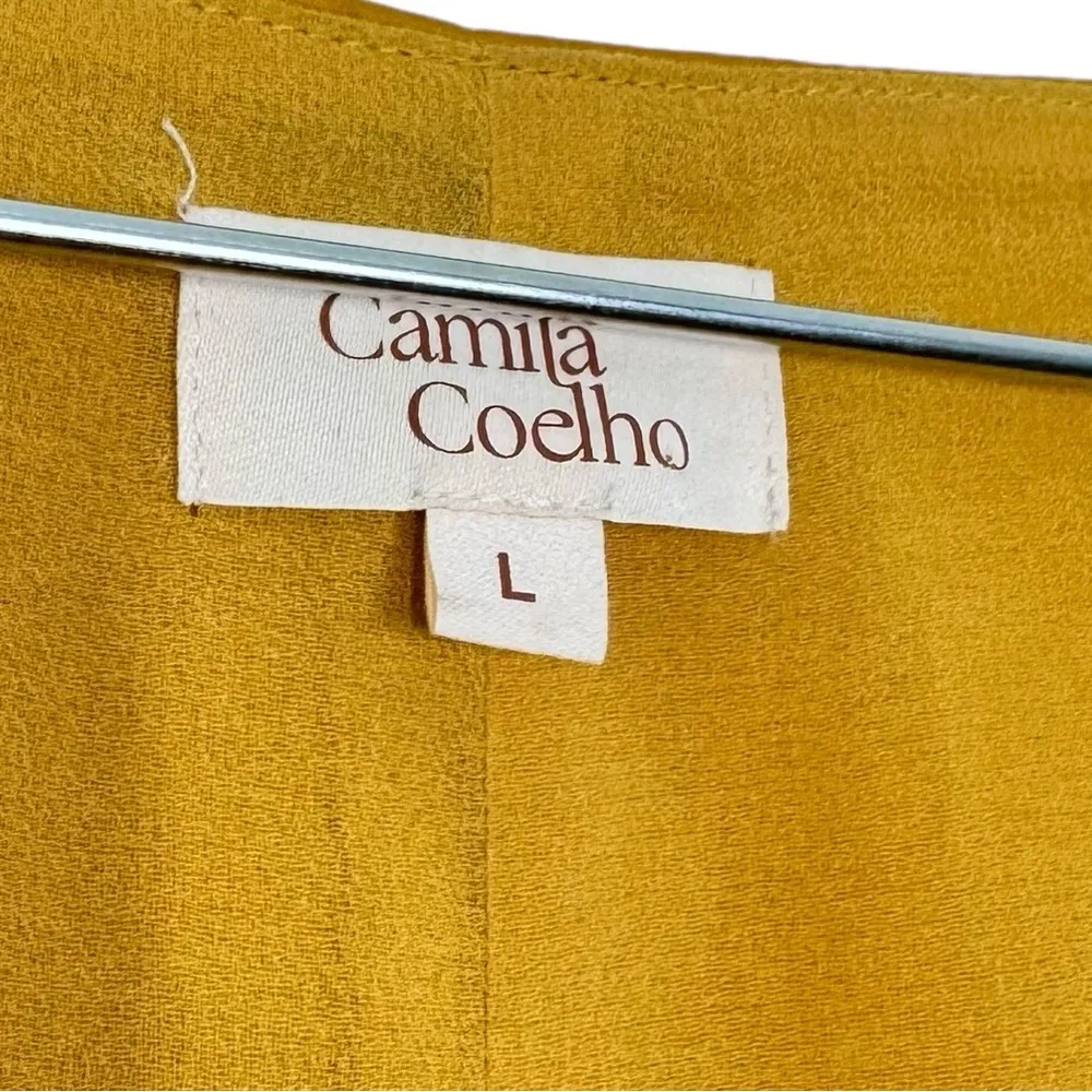 Camila Coelho Revolve Gabriella Mustard Yellow Satin Set Kaylee Skirt - Image 7