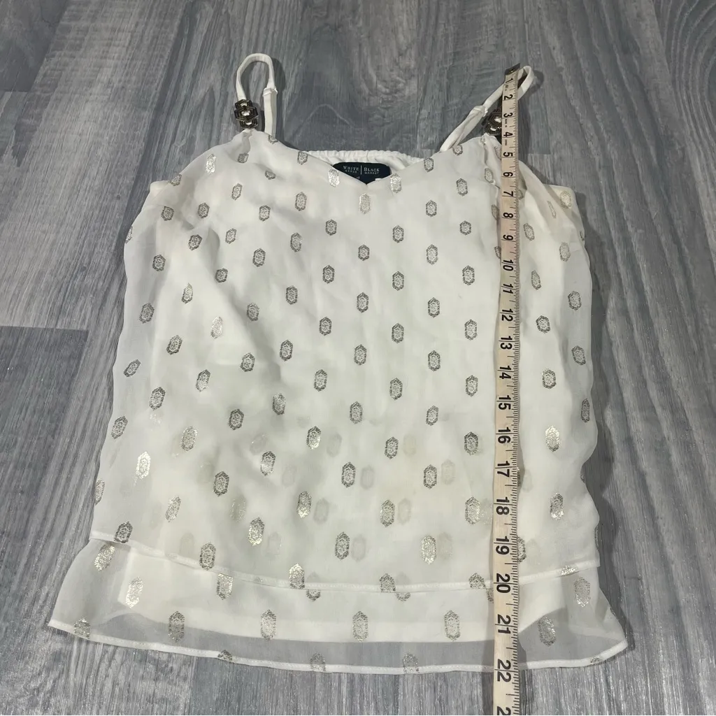 White House Black Market White Camisole with Silver Accents - Image 4