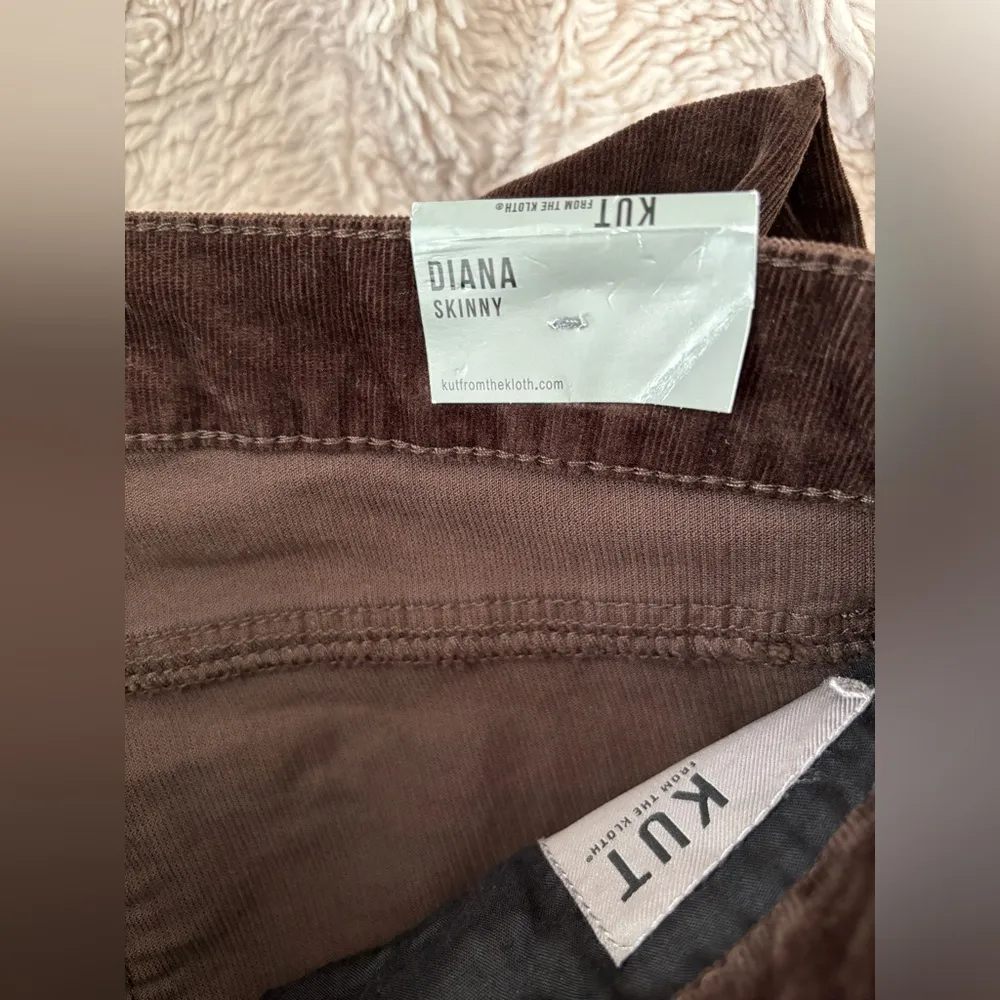 KUT from the Kloth Diana Stretch Corduroy Skinny Pants Women's 10 Dark Brown - Image 4