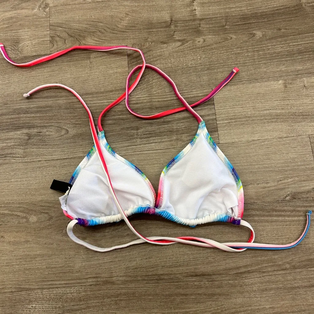 ABS Allen Schwartz Rainbow Beaded String Bikini Top - Image 3