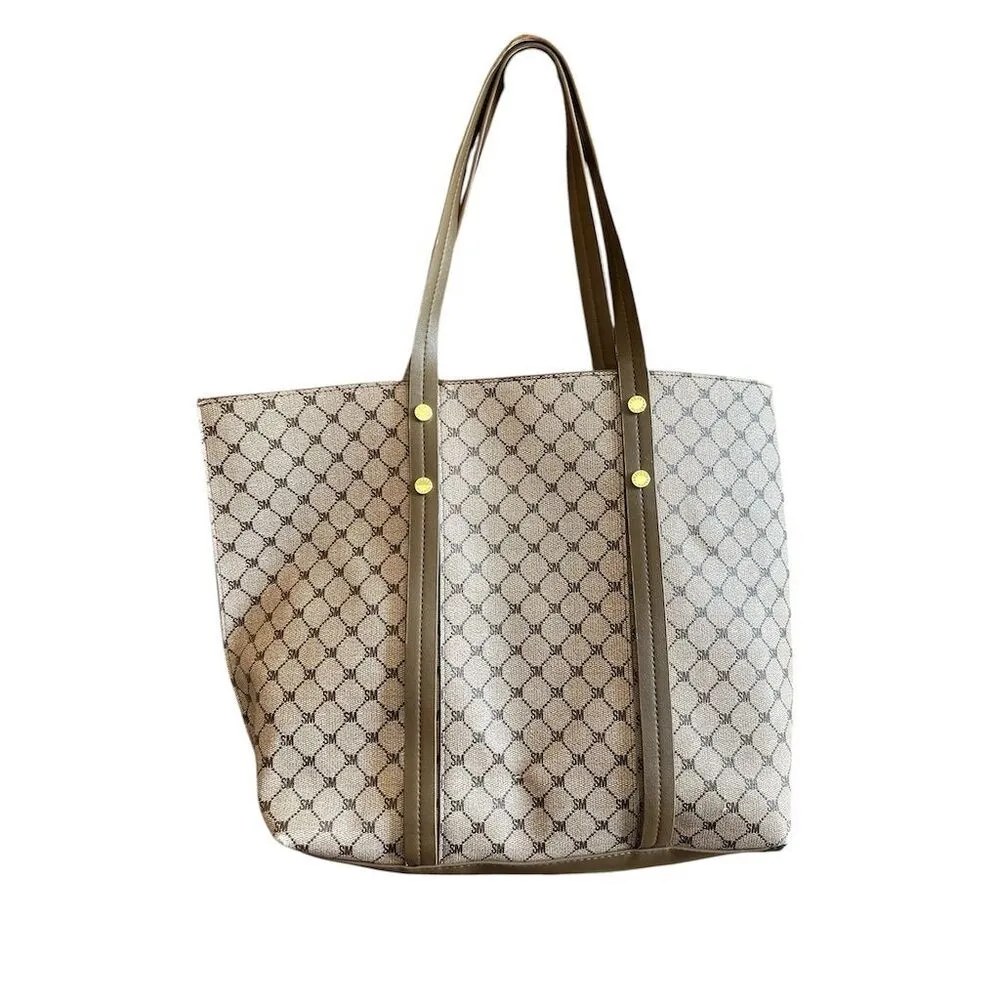 Steve Madden Women's Brown Geometric Tote Bag‎ Casual Handbag - Image 3