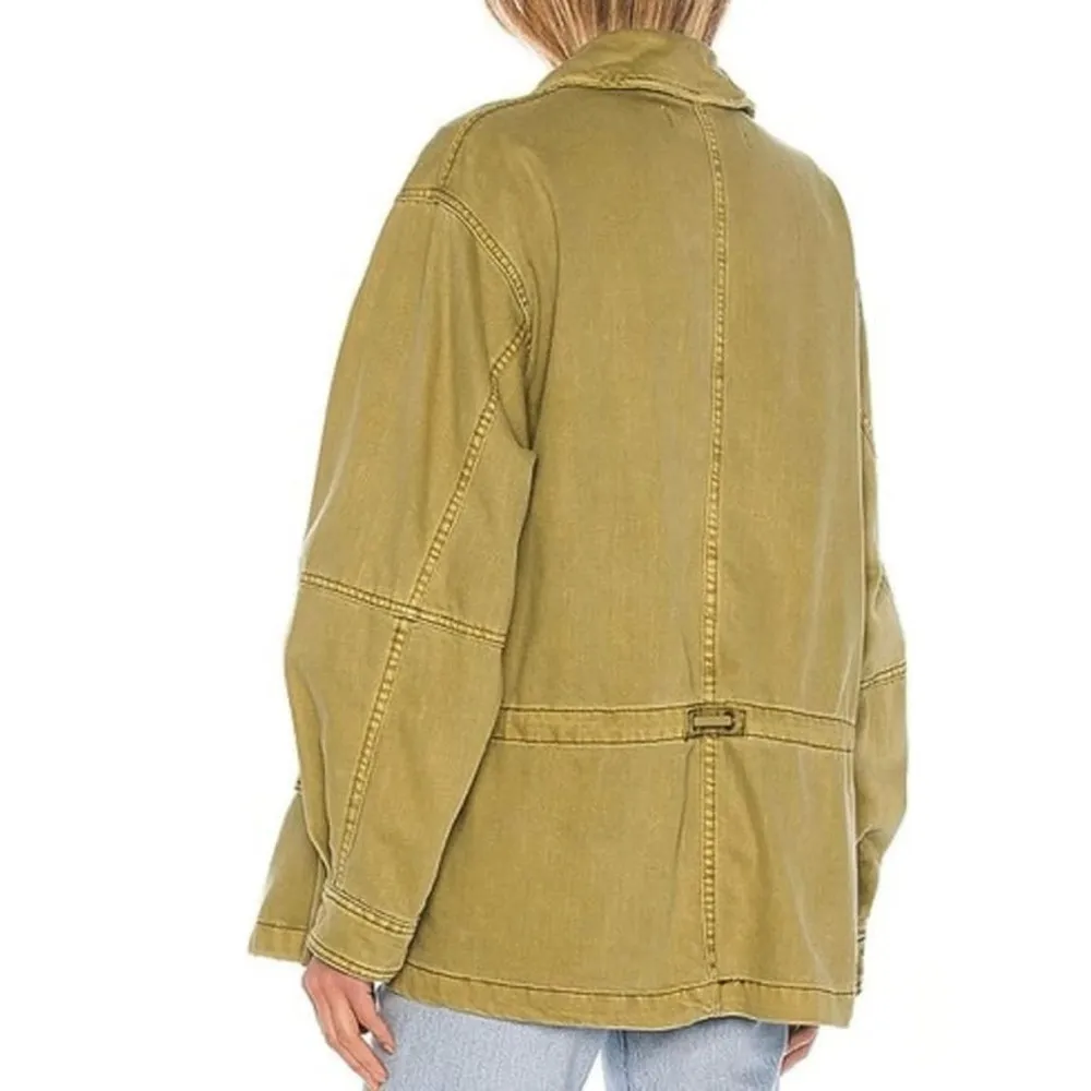 FREE PEOPLE Seize The Day Jacket Olive Oversized Utility Jacket Size S - Image 5