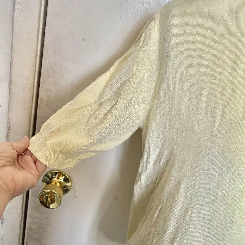 Philosophy Womens Sweater Medium Yellow 3/4 Clean Girl Soft Girl Ribbed Preppy - Image 6