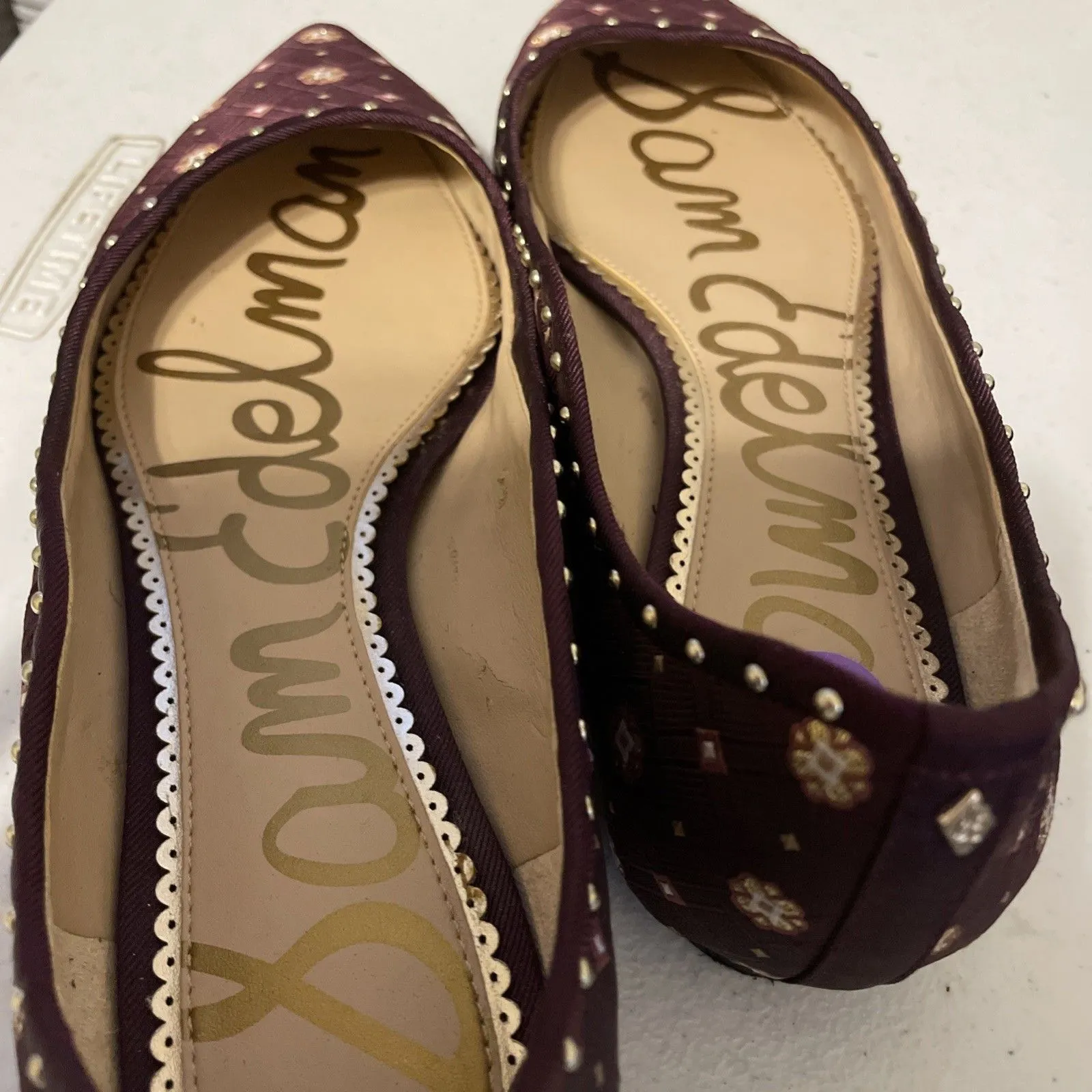 Sam Edelman Women's Rivera Flat Size 8 Gold & Burgundy Pointed Toe - Image 12