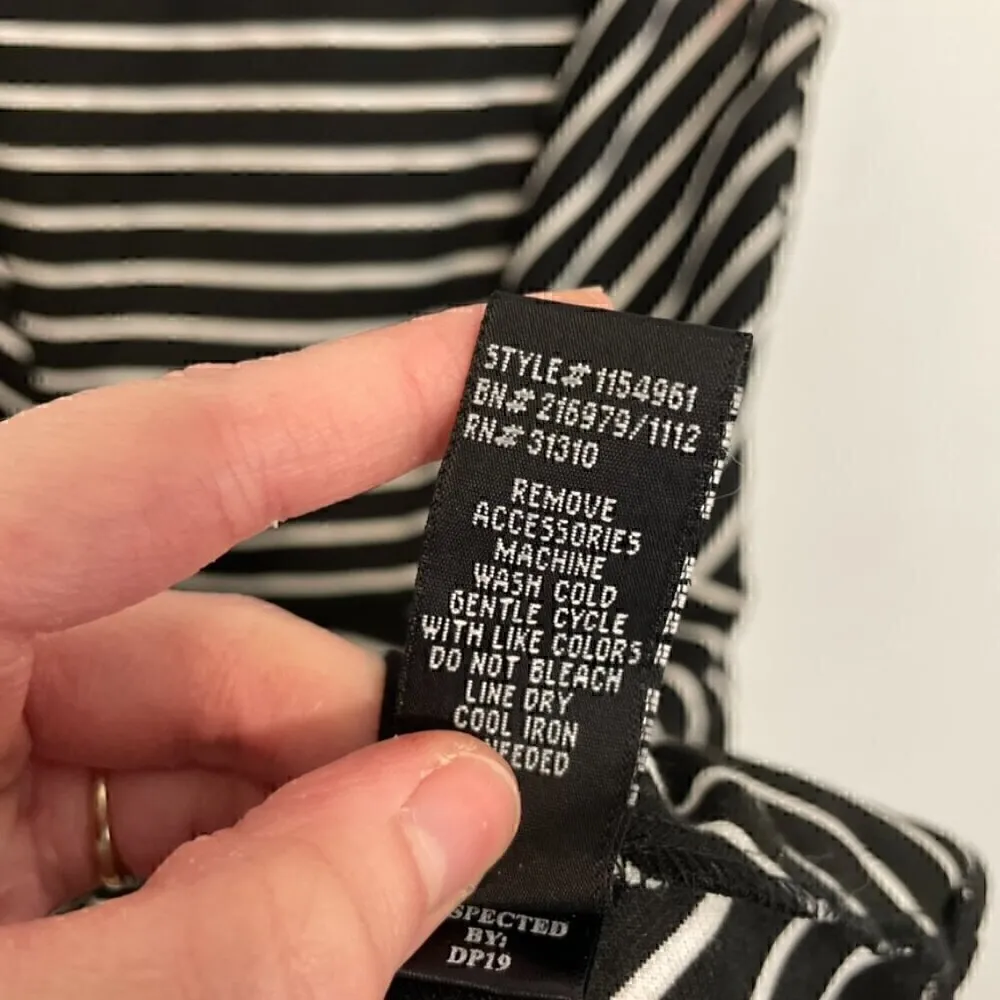 BCX Black White Indigo Colorblock Striped Cap Sleeve Fit & Flare Dress JUNIORS 7 - Image 8