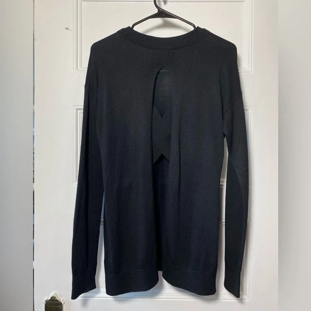n:Philanthropy Ariel Open Crisscross Back Crewneck Sweater Black Sz Small - Image 6