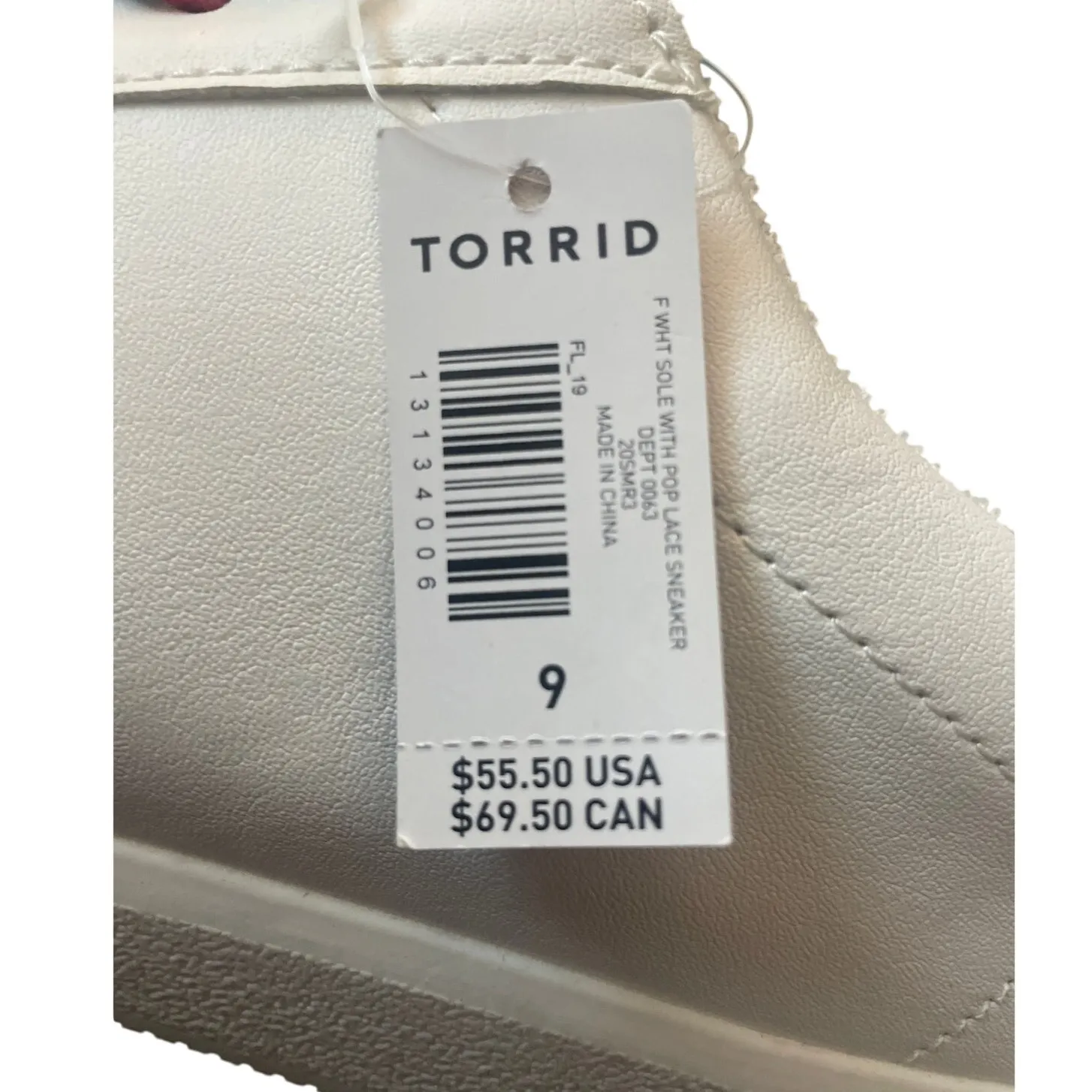 Torrid White Faux‎ Leather & Colorful Lace Sneaker Women’s Size 9 Wide Width - Image 6