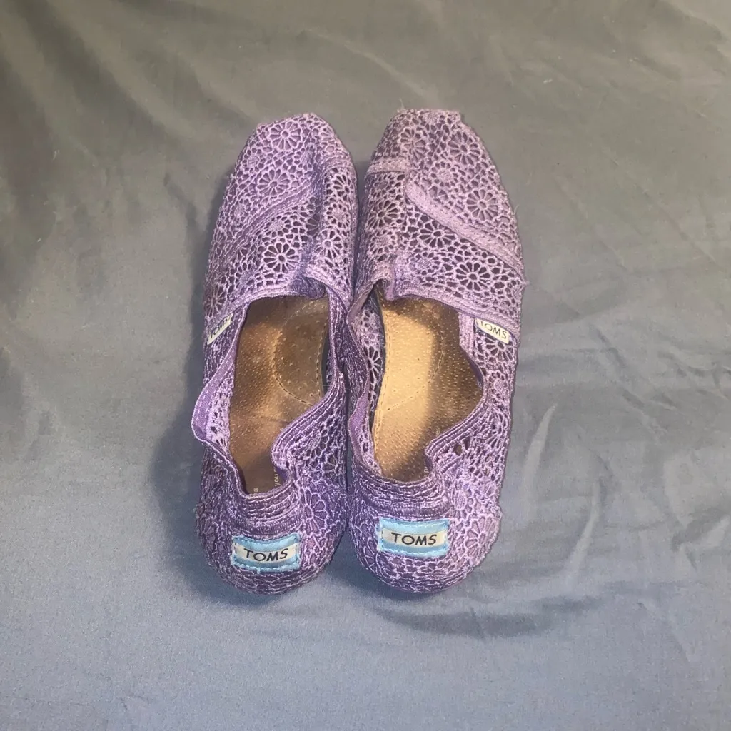 TOMS Alpargata Moroccan Crochet Royal Purple Slip-On Flats - Image 2