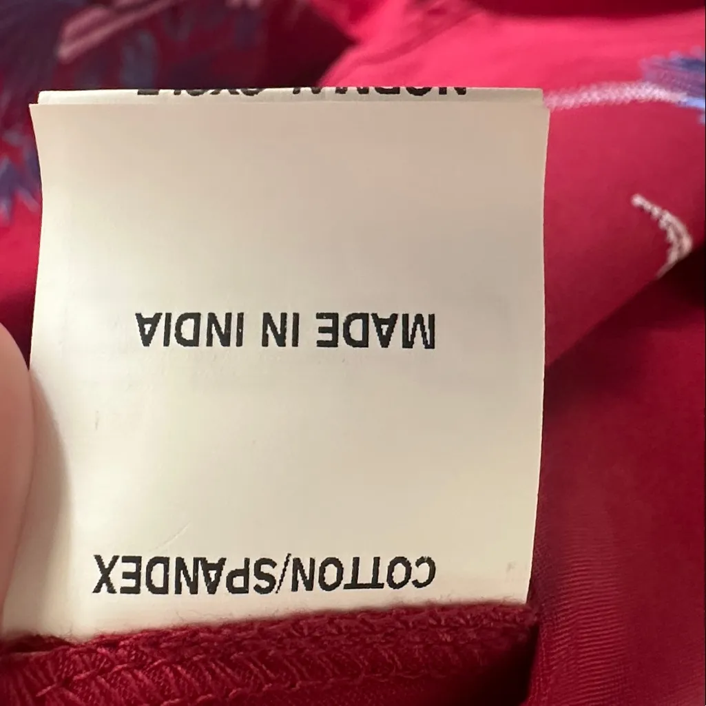 eShakti Red Floral‎ Embroidered Fit & Flare Cotton Spandex  Midi Dress - Image 5