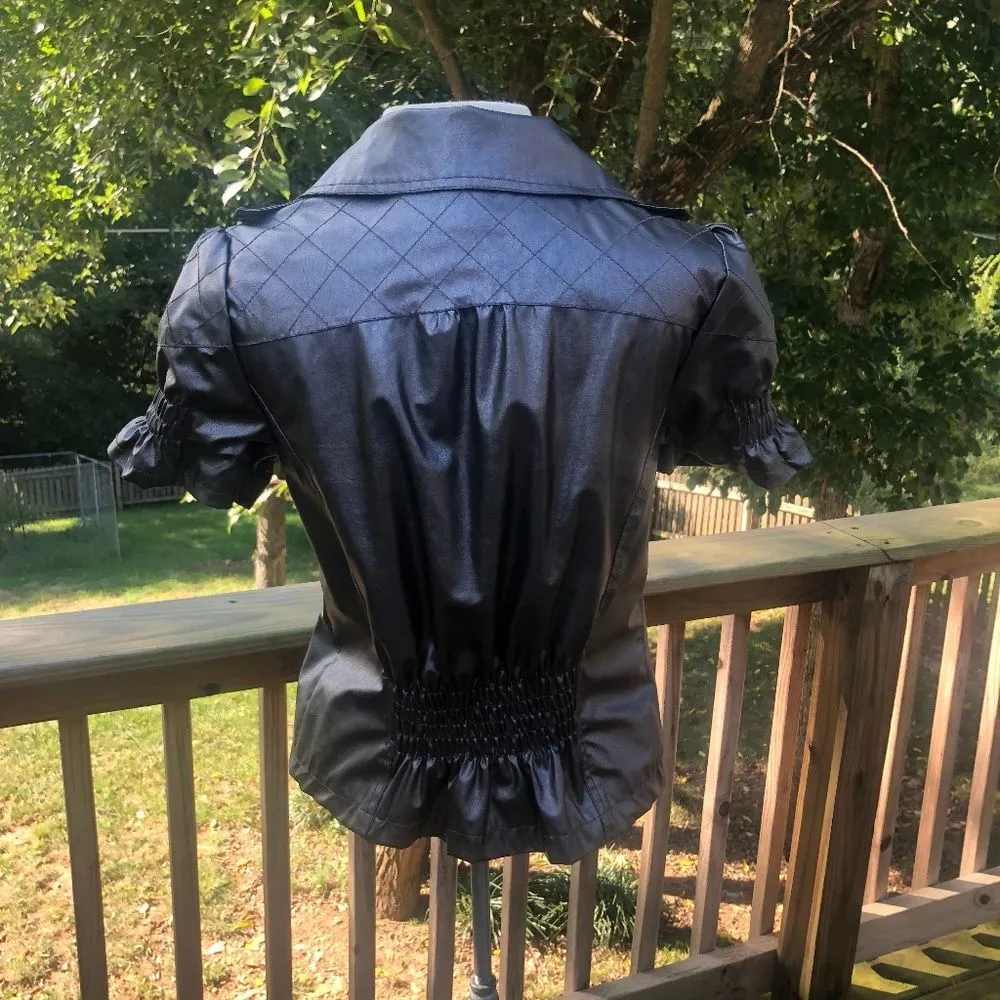 Wet Seal Faux Leather Gunmetal Silver Jacket L - Image 8