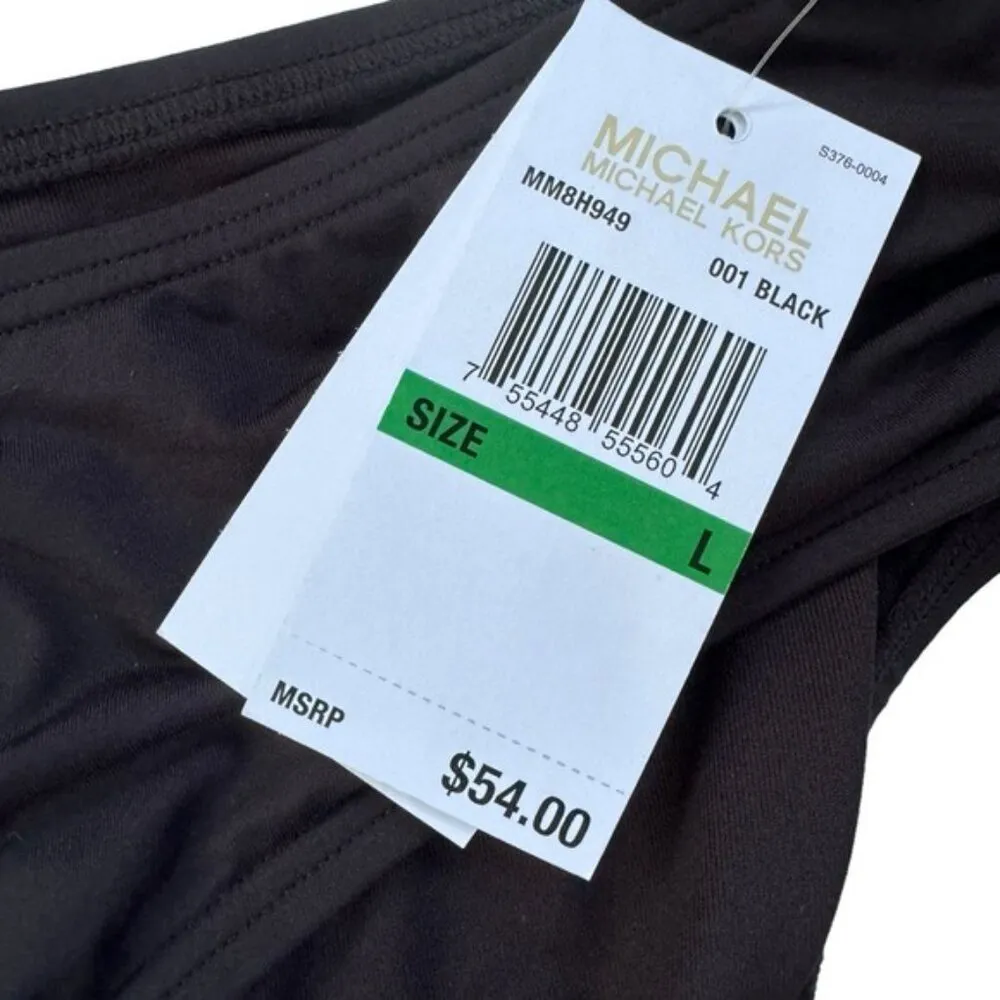 MICHAEL Michael Kors Shirred Side Bikini Bottom Black Size L NWT - Image 8