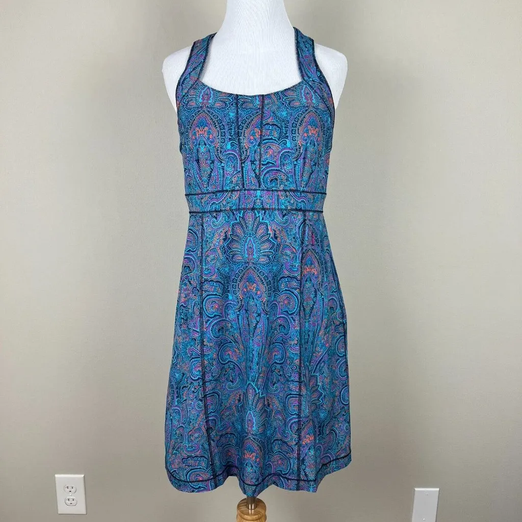 Title Nine Dress 6 Blue Purple‎ Trouble Nimblene Paisley Built In Bra Zip Sheath - Image 3