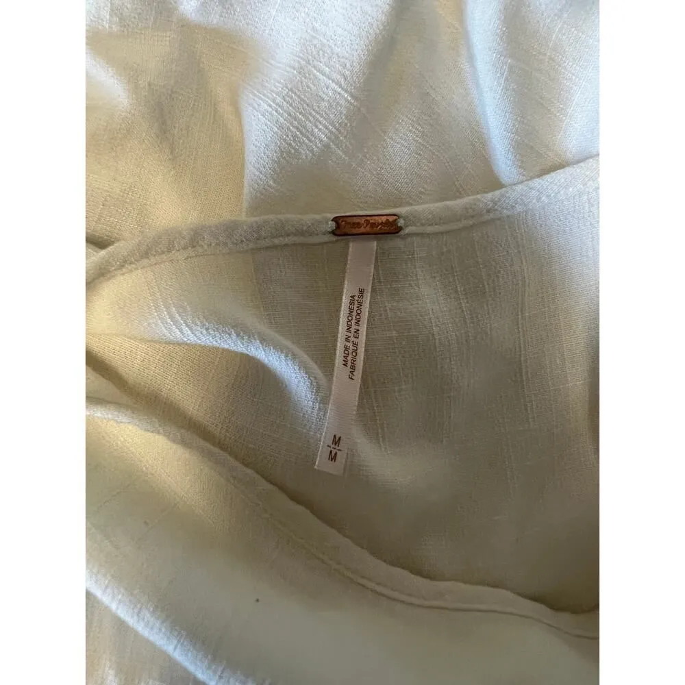 FREE PEOPLE ONE SHOULDER TIE WHITE TUNIC SIZE MEDIUM - Image 5
